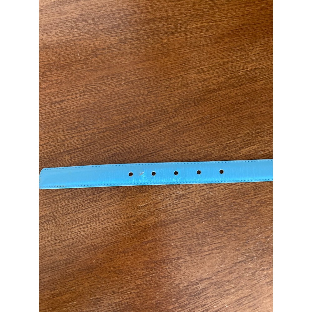 Beacon Hill Sky Blue Semi-Aniline Leather Skinny Belt Silver Western Buckle L - Picture 11 of 13